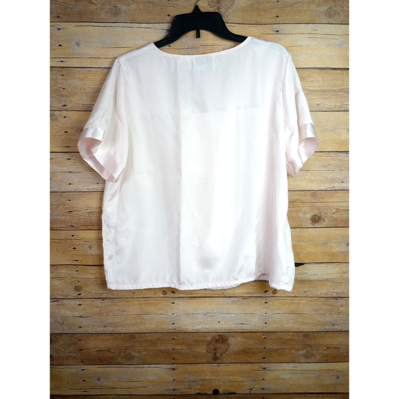Vintage Williwear Intimates Pajama Top Medium Light Pink Satin Edging Late 80s - Picture 4 of 6